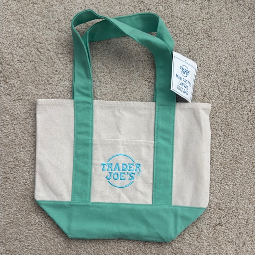 Trader Joe’s Mini Canvas Tote in Sea Foam Green